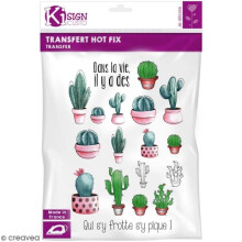Transfer termoadhesivo - KI-SIGN - Hot fix Cactus - Verde - 29,7x21 cm - Fácil de aplicar