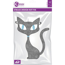 Ki-Sign - Transferência termocolante de prego e strass Gato 18,5x15 cm