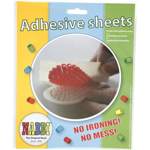 Nabbi double-sided adhesive sheet for assembling beads when they are used to create patterns.