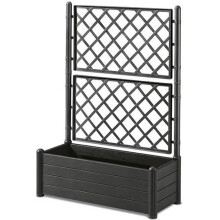 STEFANPLAST Blumenkasten/Pflanzgefäß mit Gitter - ITALIA FLOWER BOX - Holzoptik - 100x43xH142 cm - 80 L - Anthrazit