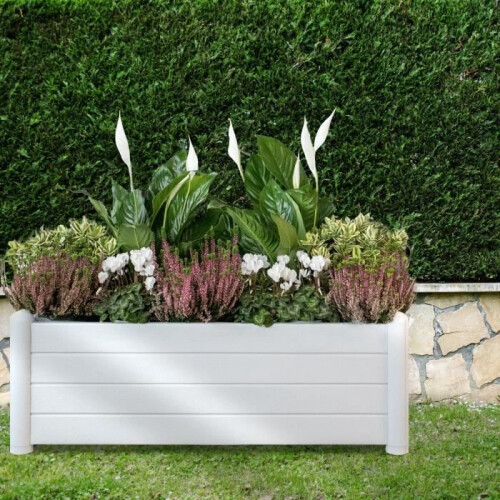 STEFANPLAST Maceta rectangular - ITALIA - Acabado efecto madera - 100x43xH35cm - 80L - Blanco 2