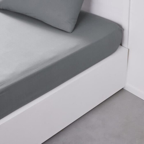 TODAY Essential fitted sheet - 140 x 190 cm - 2 people - 100% Plain cotton - Steel 2