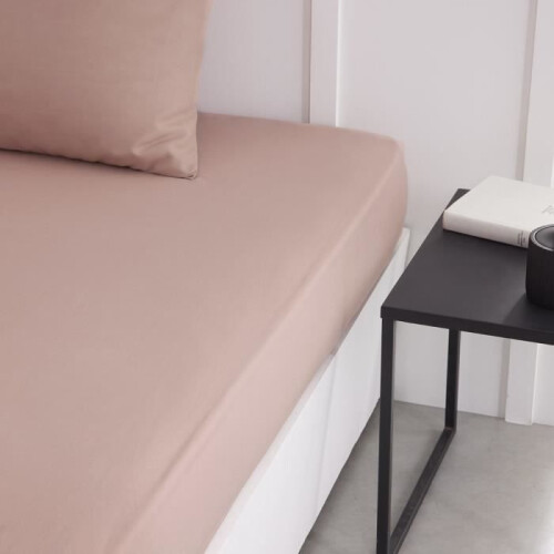 TODAY Essential fitted sheet - 140 x 190 cm - 2 people - 100% plain cotton - Sand pink 2