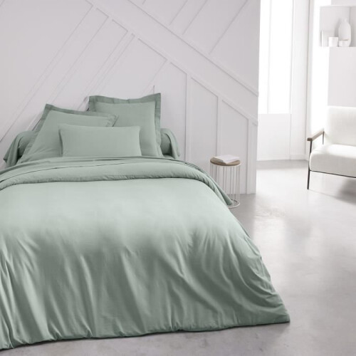 TODAY Essential fitted sheet - 140 x 190 cm - 2 people - 100% Plain cotton - Celadon 1