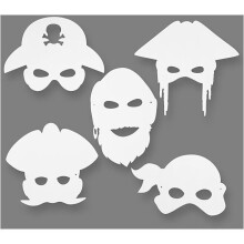 Desenhos perfurados em cartão branco grosso da TeACH ME. Elástico incluído. referência 95212