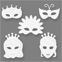 Desenhos perfurados em cartão branco grosso da TeACH ME. Elástico incluído. referência 95214