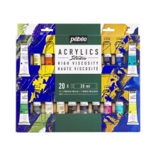 Conjunto de pintura - PEBEO - Acrílicos de Estúdio - 20 x 20 ml - Multicolorido - Satinado
