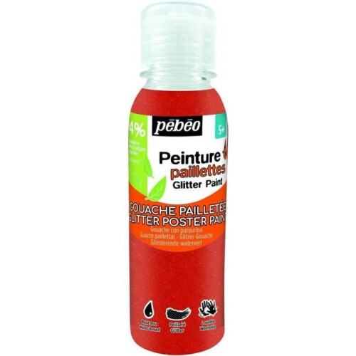 150ml Bottle Sparkling Red Gouache Paint