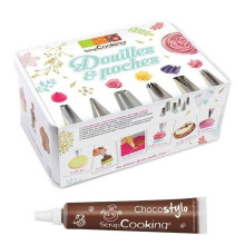 Coffret de confeitaria 6 bicos inox e sacos descartáveis + 1 Caneta de chocolate