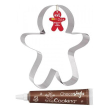 XXL Stainless Steel Cookie Cutter Gingerbread Man + 1 Chocolate Pen