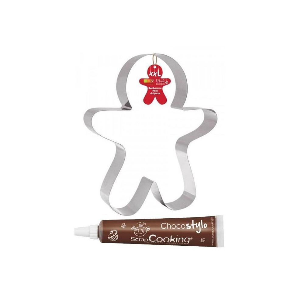 Scrap Cooking Xxl Stainless Steel Cookie Cutter Gingerbread Man + 1 Chocolate Pen