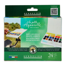 Pintura acuarelable - Fina - Caja 24 medio godets - Sennelier - La pequeña acuarela - Manos libres