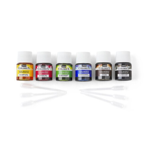 Vesiväri - PEBEO - Colorex - 6 pullo setti - 20ml - Sekoittuvat värit 1