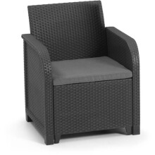 Garden armchair with cushion - in resin - Allibert by KETER - SanRemo - Graphite gray
