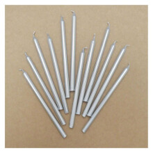 12 candele lunghe argentate - 12cm