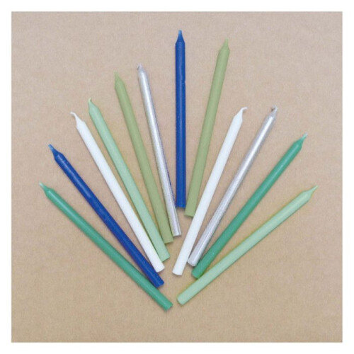 Candele lunghe - Classiche - Blu/Argentate - 12 cm - 12 pz 1