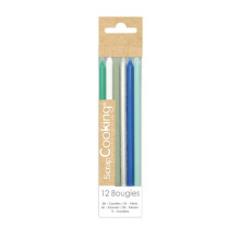 Candele lunghe - Classiche - Blu/Argentate - 12 cm - 12 pz