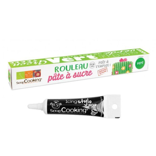 Grüne Rollfondant Ø 36 cm + schwarzer Dekorationsstift