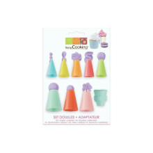 Conjunto de bicos - SCRAPCOOKING - 9 pcs - 8 bicos coloridos - 1 adaptador - Vermelho