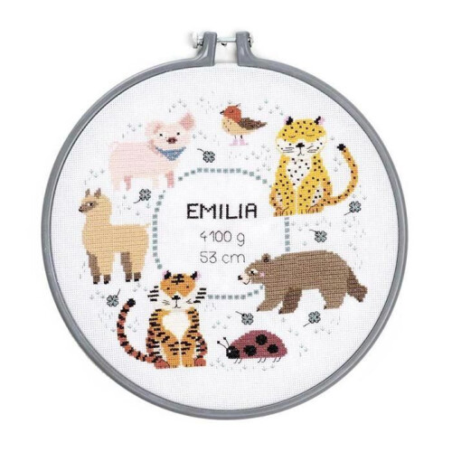 Kit Kreuzstich Geburt Tiere 25,4 cm