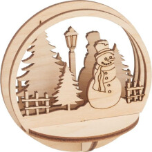 Motif en bois - RAYHER - Bonhomme de neige - 5 pièces - Ø 8cm - Décoration personnalisable
