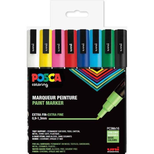 Pennarelli - POSCA - Set di 16 - Punta conica fine - Multicolore