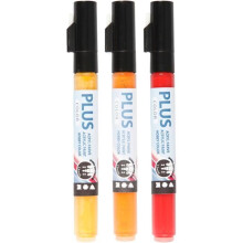 Feutres peinture acrylique - PLUS COLOR - Lot de 3 - Pointe 1-2 mm - Résistants à l'eau - Multi-surfaces