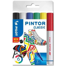 PIGMENTMARKER PINTOR - PILOT - Set von 6 CLASSIC MIX - Spitz zulaufend - Opak