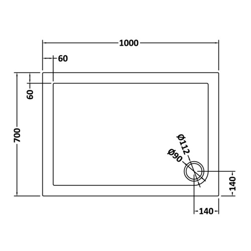 Slim 1000 x 700 mm Rectangular Polyurethane Resin Shower Tray Slate Grey 2