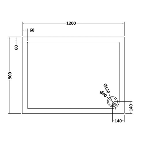 NES Home Harper Rectangle 1200mm x 900mm Shower Tray Slate Grey 2