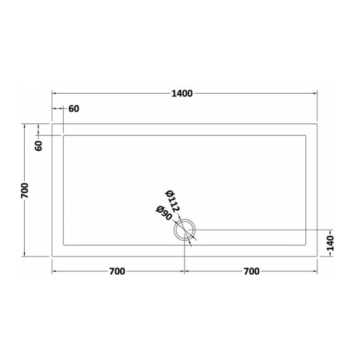 Slim 1400 x 700 mm Rectangular Polyurethane Resin Shower Tray Slate Grey 2