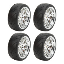 4 Stück 1/10 RC-Gummiräder, Durchmesser 65 mm, Silber für Flach-Sportwagen