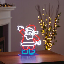 Neon LED Father Christmas Santa Light Sign Small Table Top Xmas 25cm