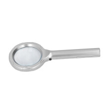 Handgehaltene 4X optische Lupe mit 6 LED-Leuchten, silbern, 60 mm