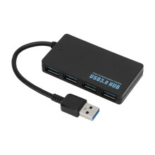 USB 3.0 Hub 4 Ports Schwarz Hochgeschwindigkeits 5 Gbps Datenverteiler Dockingstation