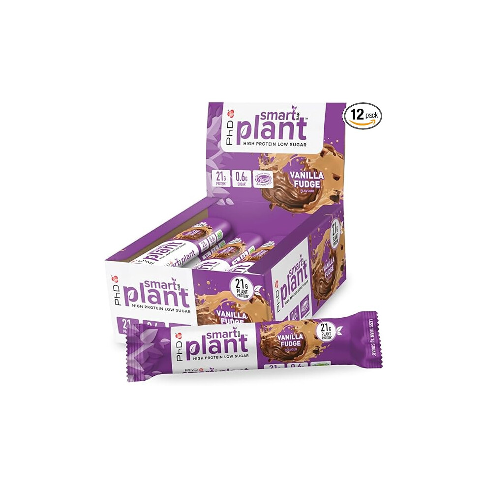 PhD Nutrition Smart Plant Protein Bar in Vanilla Fudge Flavours 64g x 12 pack