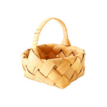 Khaki Bamboo Basket Handmade Woven Storage Snack Container
