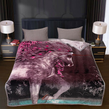 Unicorn 3D Design Faux Fur Fleece Throw | Super Soft & Warm Blanket for Sofa or Bed (Double)