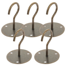 1Set Sturdy Iron Ceiling Hook Brown Wall Mounted for Home Plant Hanger