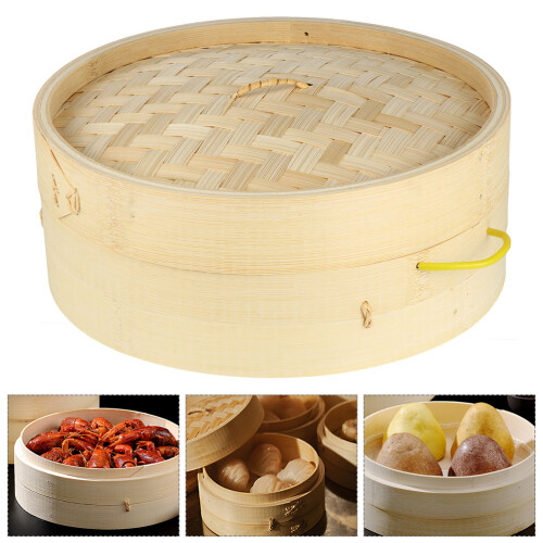 Chinese Round Bamboo Kitchen 2pcs 11.8x11.8x4.7in 2