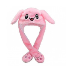 (Pink) Rabbit Hat Ear Moving Jumping Hat Funny Bunny Plush Hat Cap
