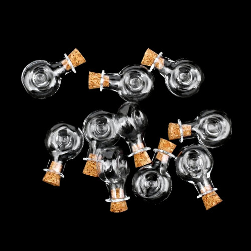 10pcs Tiny Glass Jars Clear For Crafting And 1