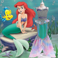 (130cm) The Little Mermaid Movie Girls Cosplay Catch Fishtail Swim Two-piece W