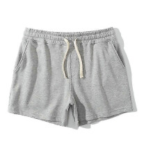 (S, Light Grey) Men's Cotton Solid Swim Trunks Drawstring Plus Size Sports Shorts With Pockets