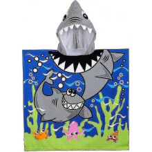 (Shark) Kids Poncho Hooded Towels, Exquisite Pattern Beach Swimming Bath Towels With Hood For Boys Girls Children