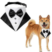 (M, Gray) Pet Dog Cat Formal Necktie Tuxedo Bow Tie For Dog Cat Pet Accessories Suit For Small Medium Large Pets -p