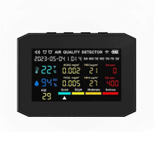 PARKAir Quality Monitor Indoor, Air Quality Detector with Time Date Display and Alarm Clock, CO2 Monito