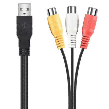 PARK1Pc Usb Male Plug To 3 Female Adapter Audio Converter Video Av A/V Cable Usb To Cable suitable for Hdtv
