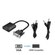 PARK1080P HD VGA to HDMI Converter Adapter Cable with 3.5mm Audio Output Male VGA to Female HDMI Adaptor