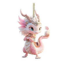 PARKKerstboom Ornament Acryl Hanger met Lanyard Gemakkelijk op te Hangen 2D Cartoon Draak Hanger Auto